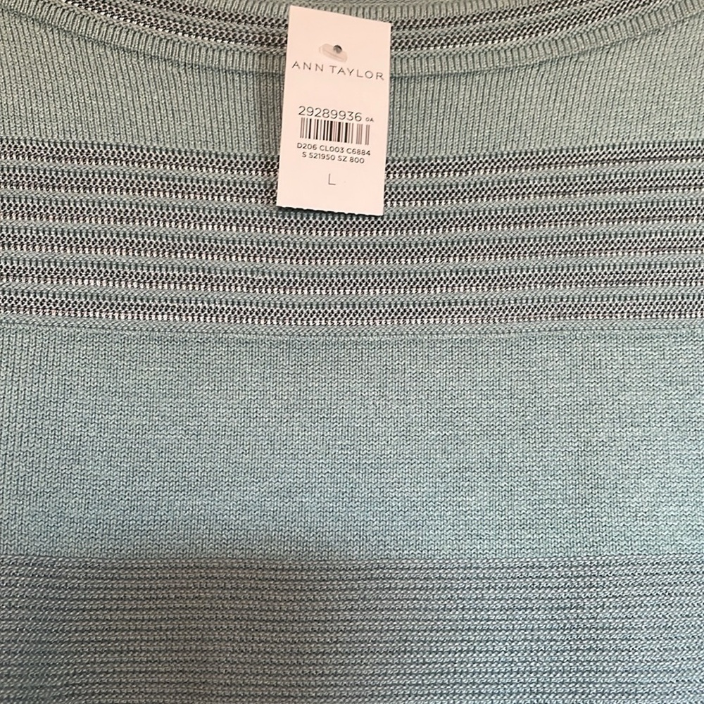 NWT Ann Taylor sweater. Sz L. Boat neck. Long sleeved. Horizontal rib striped - Picture 4 of 7